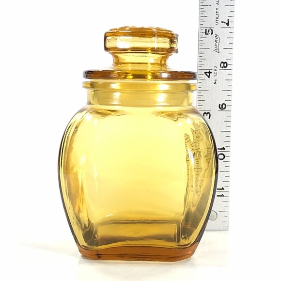 Vintage Westmoreland Sunburst Amber Glass Lidded Jar Container w/ Lid 5 in - Picture 9 of 9